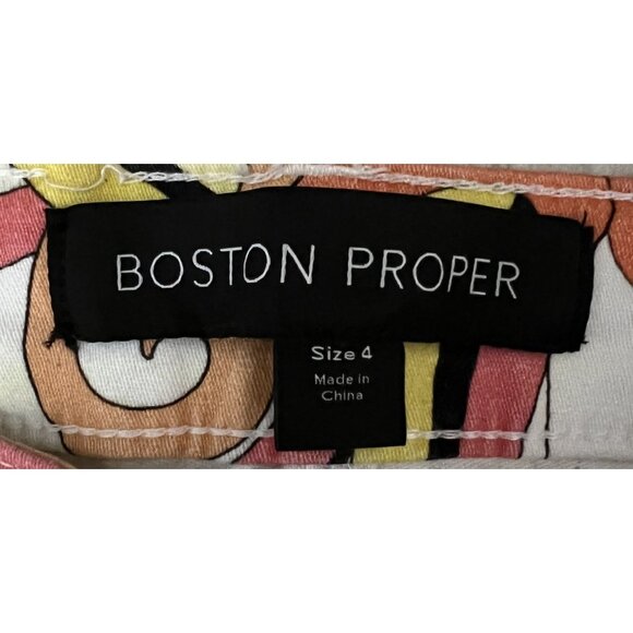 Boston Proper Abstract Mosaic Swirls Womens Size 4 Multicolor Retro Vibe Pants - Picture 6 of 6